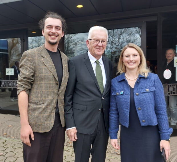 Landtagsabgeordneter und Stadtrat Erwin Köhler, Grüne mit Ministerpräsident Kretschmann und Bürgermeisterin Pfründer