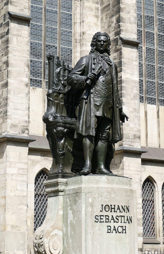 Standbild von Johann Sebastian Bach in Leipzig.