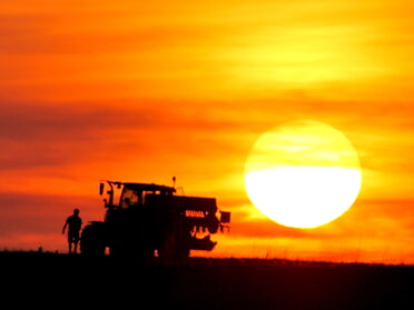 August - Marco Eberbach - Stätes Feld - Lauffener Landwirt bei der Arbeit im Sonnenuntergang